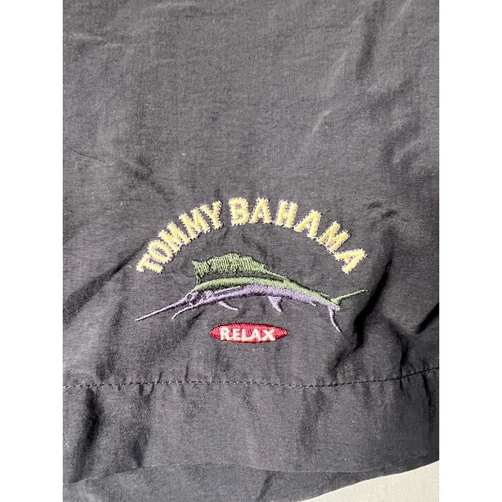 Tommy Bahama Relax Mens Black Swim Trunks Board Shorts Large Marlin Mesh Lining